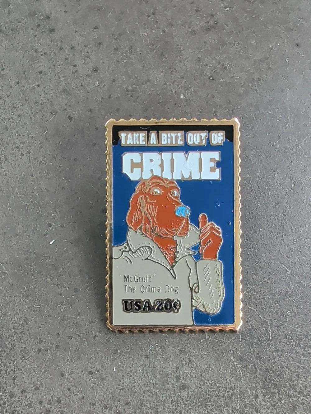1984 McGruff The Crime Dog Postage Stamp Pin